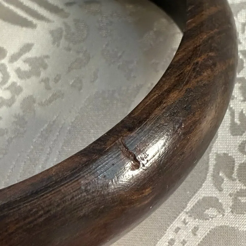 Boho Wooden Bangle Bracelet Dark Brown Natural Wood Grain Earthy Ecofriendly